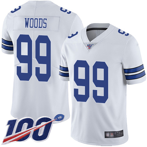 Men Dallas Cowboys Limited White Antwaun Woods Road #99 100th Season Vapor Untouchable NFL Jersey